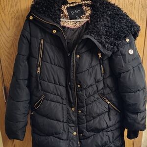 Jessica Simpson Black Puffer Jacket with Faux Fur